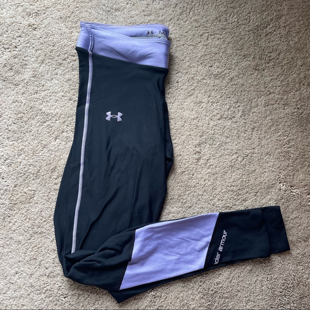 Women’s Black Under Armour Leggings with Purple Accents